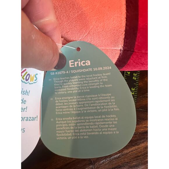 NWT Erica the Chinchilla Squishmallow, School Cardigan, 8" - Picture 5 of 6